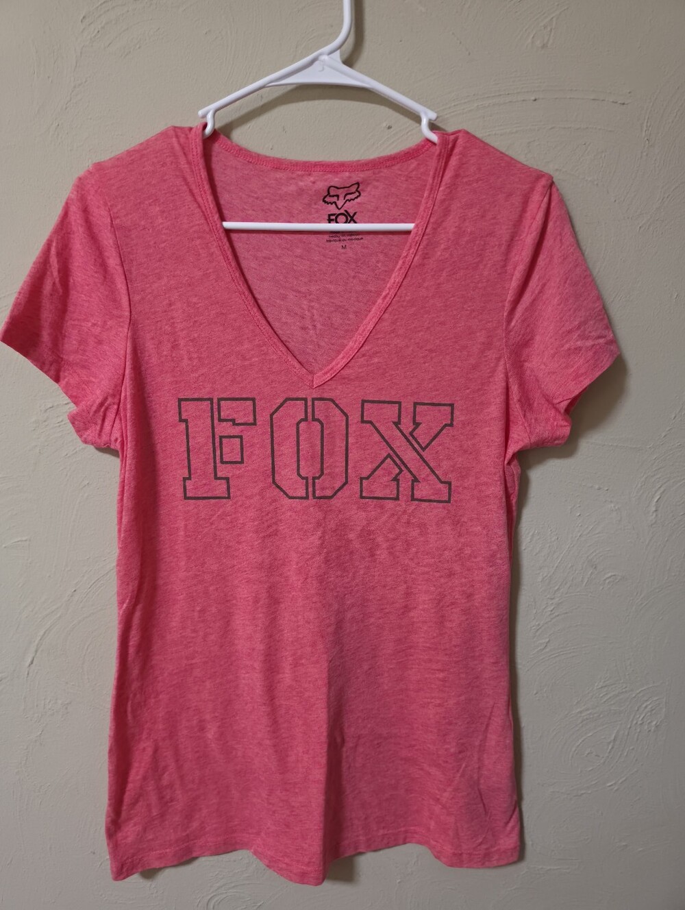 Fox Women's Heather Pink V-Neck Logo Tee